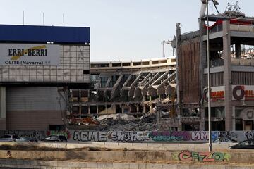 Demolition work commences on the Vicente Calderon ground.