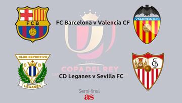 Bar&ccedil;a-Valencia, Leganes-Sevilla: Copa del Rey semi-final