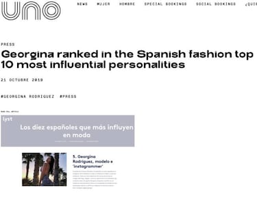 Georgina Rodríguez acaba el año en el Top 5 de españoles que influyen en la moda