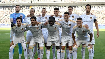 Apr 21, 2024; Carson, California, USA; LA Galaxy starting eleven players pose for a photograph before the game against the San Jose Earthquakes at Dignity Health Sports Park. Mandatory Credit: Alex Gallardo-USA TODAY Sports