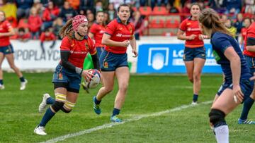 Imagen de un partido de las Leonas, la selección española de rugby femenino.