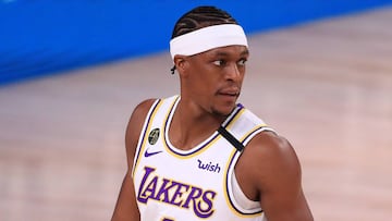 Rajon Rondo, durante el tercer partido de las semifinales de la Conferencia Oeste de los playoffs de la NBA 2020 entre Houston Rockets y Los Angeles Lakers