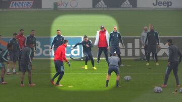 Cristiano training tackle has Juventus teammates cheering