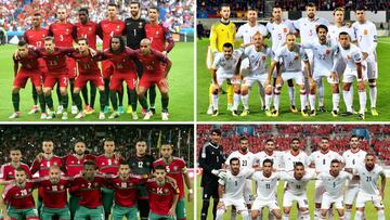 EPA139. MOSC&Uacute; (RUSIA), 01/12/2017.- Combo de im&aacute;genes de los onces titulares de las selecciones del grupo B (Portugal, Espa&ntilde;a, Marruecos e Ir&aacute;n) tras el sorteo del Mundial de Rusia 2018 celebrado en el Palacio del Kremlin de Mosc&uacute;, Rusia, el 1 de diciembre del 2017. EFE