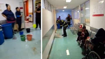 Pacientes exhiben la inundación del Hospital Balbuena en CDMX, tras fuertes lluvias de este 10 de agosto.