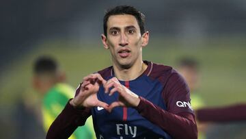 Di Mar&iacute;a, celebrando su gol al Nantes.