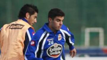 Juan Domínguez, con posible gripe A, ausente en entrenamiento del Deportivo