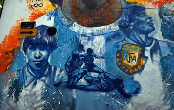 Mural de Diego Armando Maradona en La Paz, Bolivia.