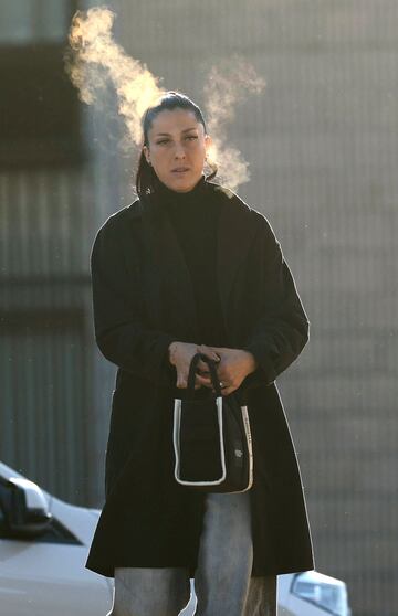 Jennifer Hermoso llegando a la sede de la Audiencia Nacional en San Fernando de Henares, Madrid.