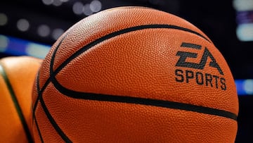 A basketball with the EA Sports logo.