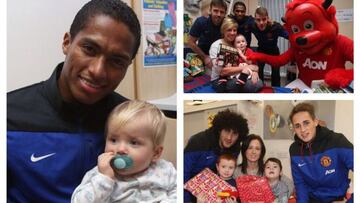 Los jugadores del United, con los ni&ntilde;os.