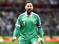 Zenica (Bosnia and Herzegovina), 31/03/2026.- Goalkeeper Gianluigi Donnarumma of Italy celebrates after his team scored the opening goal during the FIFA World Cup 2026 European playoff match between Bosnia and Herzegovina and Italy in Zenica, Bosnia and Herzegovina, 31 March 2026. (Mundial de Fútbol, Bosnia-Herzegovina, Italia) EFE/EPA/NIDAL SALJIC