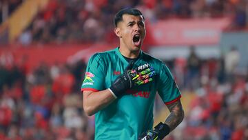 during the 10th round match between Necaxa and Toluca as part of the Liga BBVA MX Varonil, Torneo Clausura 2026 at Victoria Stadium, on February 21, 2026 in Aguascalientes, Mexico.