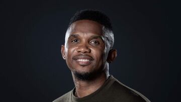 (FILES) In this file photo taken on October 24, 2019 former Cameroonian forward Samuel Eto'o poses during a photo session in Paris. - Cameroon football legend Samuel Eto'o owes nearly one million euros in taxes from his time in Spain, local authorities said on December 27, 2021. The 40-year-old, who earlier this month was elected president of the Cameroon Football Federation, appeared on a list published by the Spanish tax office of people and companies that owe over 600,000 euros ($678,000). (Photo by BERTRAND GUAY / AFP)