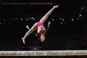 La rusa Irina Alekseeva compitiendo durante el Campeonato Europeo de 2018 en Glasgow. 