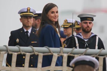 La Reina Letizia en el buque escuela 'Juan Sebastin de Elcano'.