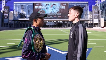 Julio C&eacute;sar Mart&iacute;nez y Jay Harris, cara a cara antes de su combate en el Ford Center de Frisco.