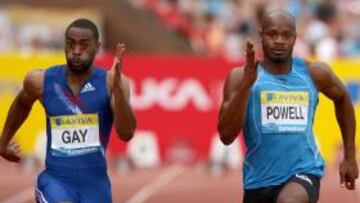 <b>PURASANGRES. </b>Gay se impuso a Powell en el tramo final del 100.