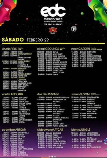 EDC México 2020: Cartel completo de Dj’s y B2B