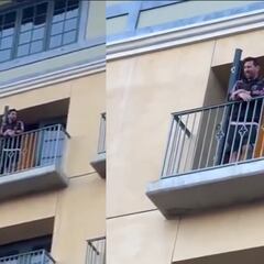 Messi desata la locura en San José tras salir al balcón a saludar a los fans