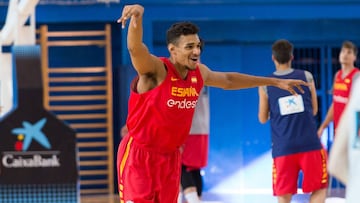 Sebas Saiz, durante un entrenamiento en Madrid con la Selección.