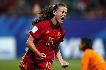 Candela Andújar anotó el único gol de España. 1-3.