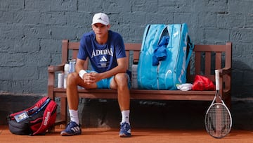 Rafa Jódar, este sábado, entrenándose para el Godó.