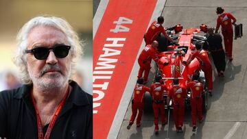 Flavio Briatore y el equipo Ferrari en China.