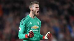 De Gea en el partido entre Manchester United y Leicester.