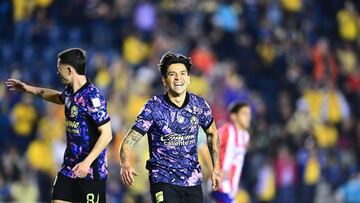 Victor Davila celebrates his goal 1-0 of America during the 4th round match between America and Atletico de San Luis as part of the Liga BBVA MX, Torneo Clausura 2025 at Ciudad de Los Deportes Stadium, on January 28, 2025 in Mexico City, Mexico.