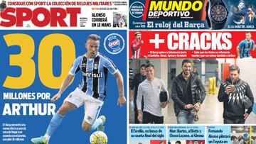 Portadas de 'Sport' y 'Mundo Deportivo' del miércoles 31 de enero de 2018.