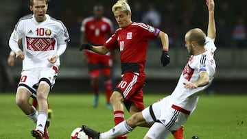 Vincent Thill, durante un partido entre Luxemburgo y Bielorrusia.