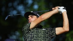 BROOKLINE, MASSACHUSETTS - JUNE 14: Joaquin Niemann of Chile hits a shot on the driving range during a practice round prior to the US Open at The Country Club on June 14, 2022 in Brookline, Massachusetts. (Photo by Andrew Redington/Getty Images)