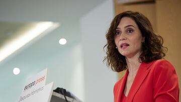 La presidenta de la Comunidad de Madrid, Isabel Díaz Ayuso, interviene durante un desayuno informativo de Europa Press, en el Hotel Hyatt Regency Hesperia, a 18 de mayo de 2023, en Madrid (España).
18 MAYO 2023;MADRID;DESAYUNO INFORMATIVO;EUROPA PRESS;AYUSO
Jesús Hellín   / Europa Press
18/05/2023