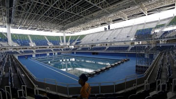 A view of the Olympic aquatic venue during a foreign media tour at the 2016 Rio Olympics park in Rio de Janeiro, Brazil, April 4, 2016. REUTERS/Ricardo Moraes