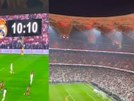 Aficionados corean el nombre de Messi durante la Supercopa ante el Madrid