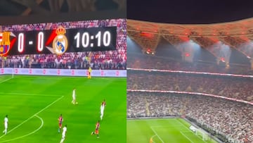 Aficionados corean el nombre de Messi durante la Supercopa ante el Madrid