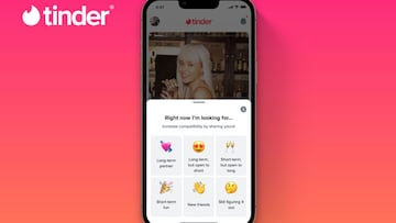 Tinder estrena una función para indicar qué tipo de relación estás buscando