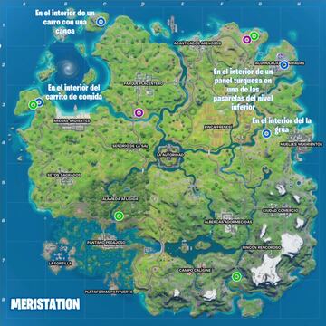 Mapa con todas las ubicaciones de las monedas PE - Semana 7