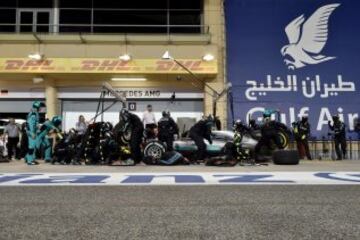 Nico Rosberg en boxes.