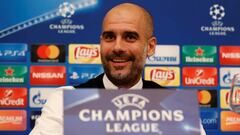 Soccer Football - Champions League - Manchester City Press Conference - Naples, Italy - October 31, 2017   Manchester City manager Pep Guardiola during the press conference   Action Images via Reuters/Andrew Boyers