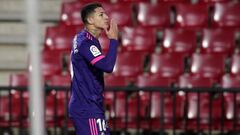 GRANADA, SPAIN - NOVEMBER 22: Marcos Andre of Real Valladolid celebrates after scoring their sides second goal during the La Liga Santander match between Granada CF and Real Valladolid CF at Estadio Nuevo Los Carmenes on November 22, 2020 in Granada, Spai