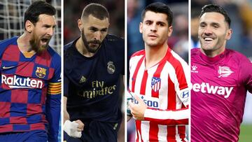 Leo Messi (Barcelona), Karim Benzema (Real Madrid), Álvaro Morata (Atlético de Madrid) y Lucas Pérez (Alavés).