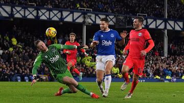 Brighton and Hove Albion's Pascal Gross scores their side's fourth goal of the game during the Premier League match at Goodison Park, Liverpool. Picture date: Tuesday January 3, 2023. (Photo by Peter Byrne/PA Images via Getty Images)