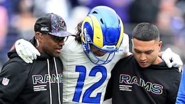 Puka Nacua, el mejor wide receiver de los Rams sufrió un esguince de tobillo contra los Ravens y su participación en los próximos juegos está en duda.