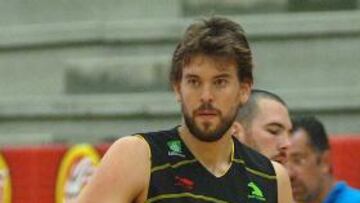 <b>Entrenamiento</b>. Marc Gasol, en la puesta a punto de de Bahía Sur.