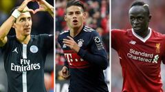 Los jugadores de la semana en Europa: Di Mar&iacute;a, James y Man&eacute;.