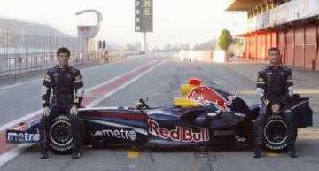 Mark Webber y David Coulthard en el primer año de Webber con la escudería de Red Bull en enero del 2007.