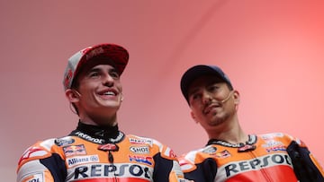 Marc Márquez y Jorge Lorenzo en la presentación de Repsol Honda.