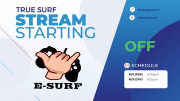 Portada del canal e-surf de Twitch dedicado al surf y al gaming, dirigido por Pedro Guti&eacute;rrez, @nenegutisurf. 